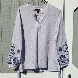 J Crew Back-tie Embroidered Blouse TM